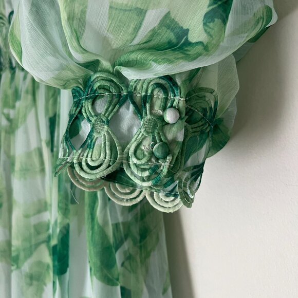 INA green floral gauzy dress - Size Large - Picture 7 of 10